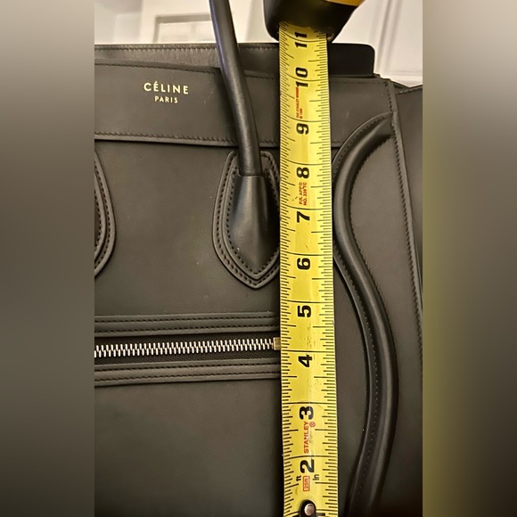 Celine micro luggage handbag - black drummed calfskin leather mini tote - Picture 15 of 16